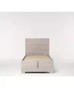 Letto singolo "hi box" olmo naturale con rete, contenitore e piedini 90x190 cm